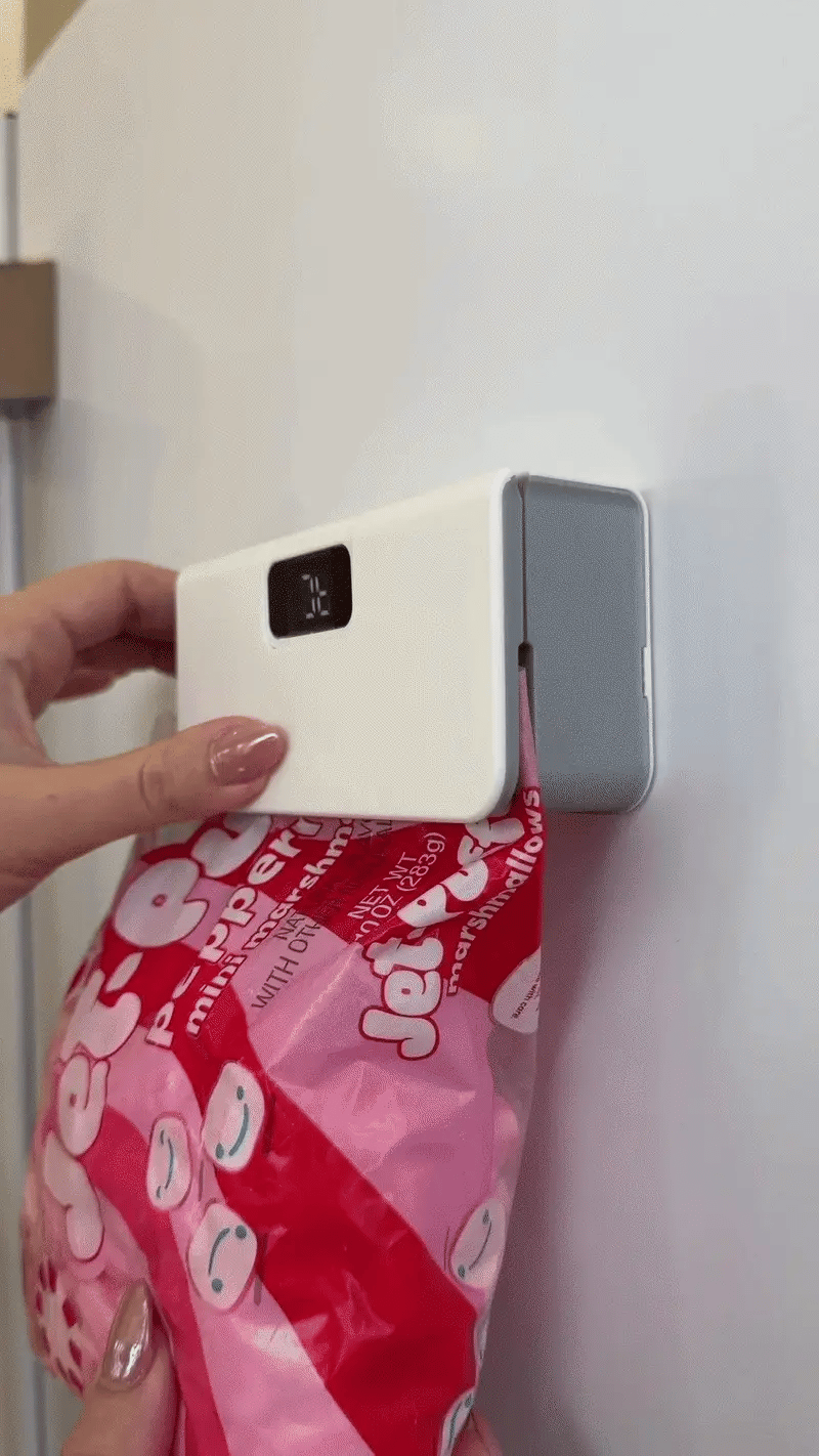 Magnetic Bag Sealer closing a pantry bag